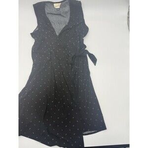 Universal Thread Wrap Dress Black with Blue Diamond Pattern Size Medium V- Neck